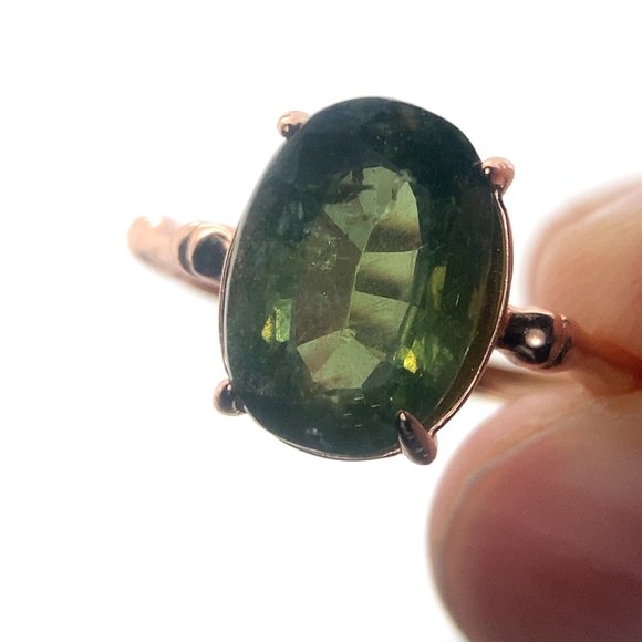 Green Apatite 5.00ct Rose Gold Finish Solid 925 Sterling Silver Ring - Picture 1 of 6